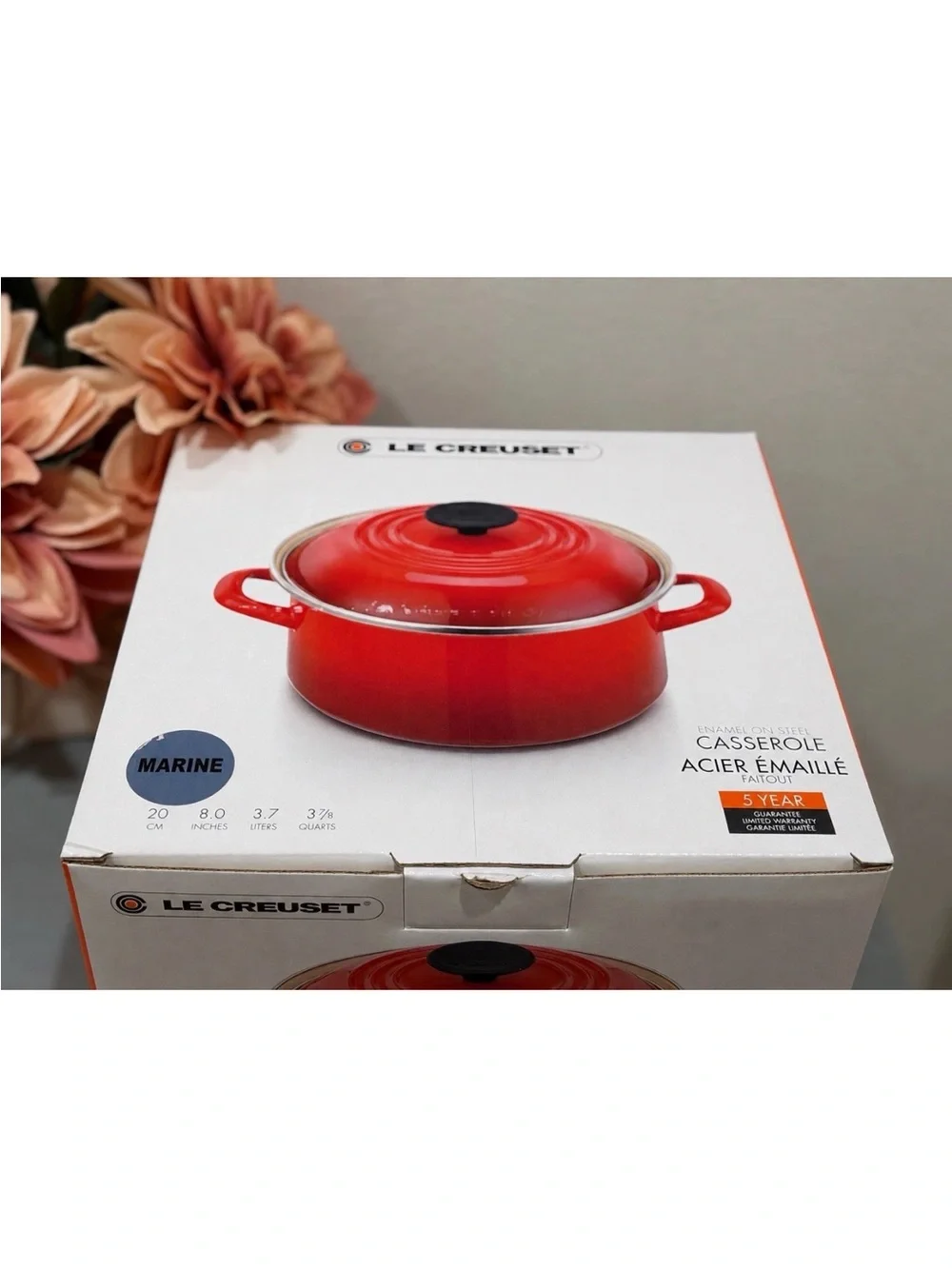 Le Creuset Casserole 20cm Marine Blue Cast Iron Enamel On Steel Casserole W/ lid